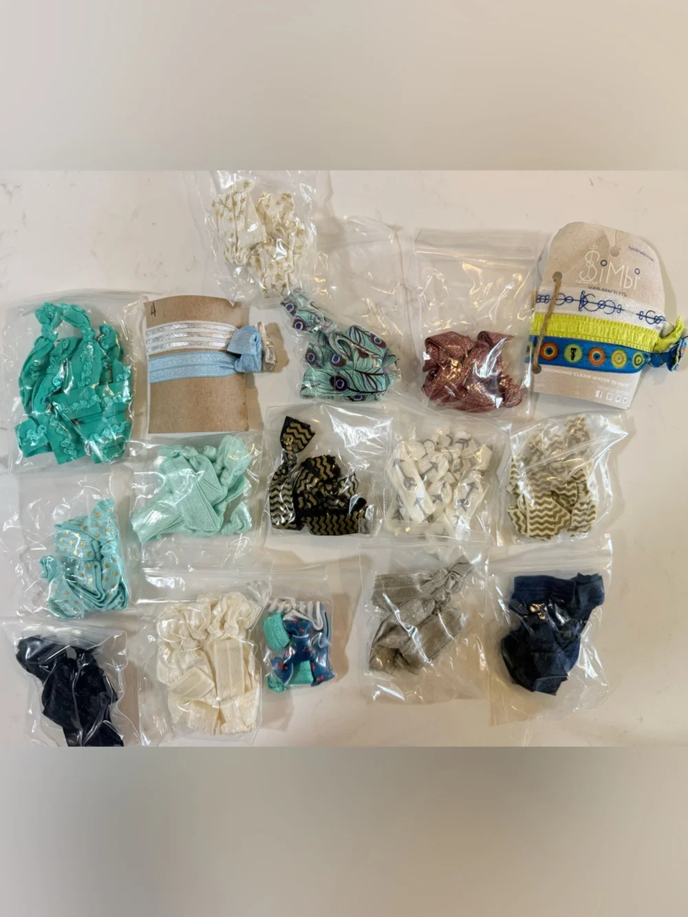 Kids Hair Accessory Set/Lot — Mint, Cream, Silver, Black, Blue, Yellow